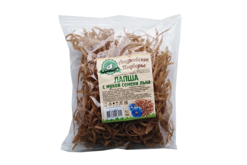 Лапша домашняя с мукой семени льна (пакет, 250 грамм)